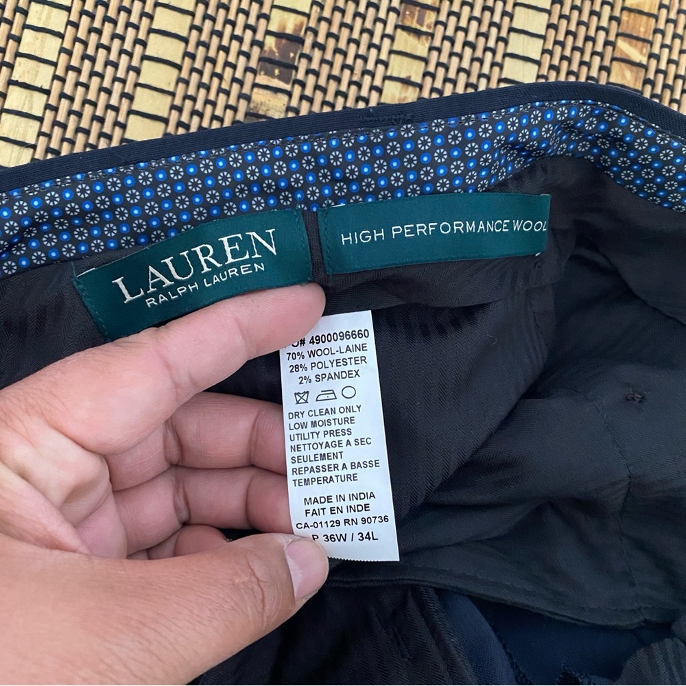 Lauren Ralph Lauren High Performance Wool Dress Pants 36x34 Classic Fit Navy - Picture 7 of 11